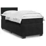 Pat box spring cu saltea, negru, 80x200 cm, catifea GartenMobel Dekor