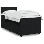 Pat box spring cu saltea, negru, 80x200 cm, catifea GartenMobel Dekor