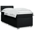Pat box spring cu saltea, negru, 80x200 cm, textil GartenMobel Dekor