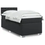 Pat continental cu saltea, negru, 80x200 cm, piele ecologică GartenMobel Dekor