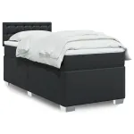 Pat continental cu saltea, negru, 80x200 cm, piele ecologică GartenMobel Dekor