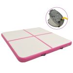 Saltea gimnastică gonflabilă cu pompă roz 200x200x15 cm PVC GartenMobel Dekor