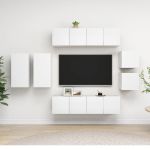 Set dulapuri TV, 8 piese, alb, lemn prelucrat GartenMobel Dekor