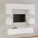 Set dulap TV, 8 piese, alb, lemn prelucrat GartenMobel Dekor