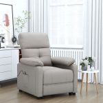 Fotoliu rabatabil electric, gri taupe, material textil GartenMobel Dekor
