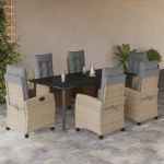 Set mobilier pentru grădină, 7 piese, cu perne, bej, poliratan GartenMobel Dekor