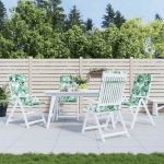 Perne de scaun spătar înalt, 4 buc, model frunze, textil Oxford GartenMobel Dekor