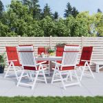 Perne scaun cu spătar înalt, 6 buc, roșu, țesătură Oxford GartenMobel Dekor