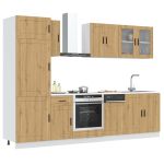 Set dulap de bucătărie 8 piese „Kalmar” stejar artizanal lemn GartenMobel Dekor