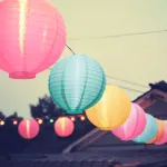 Lampa Solara LED tip Lampion Rotund, Diametru 20cm, Lumina Alb Rece, Culori Diverse