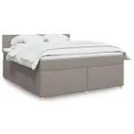 Pat continental cu saltea, gri taupe, 180x200 cm, textil GartenMobel Dekor