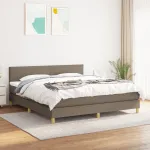 Pat continental cu saltea, gri taupe, 180x200 cm, textil GartenMobel Dekor