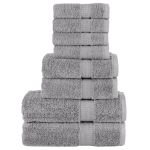 Set de prosoape premium SOLUND, 8 piese, gri, 600 g/m² GartenMobel Dekor