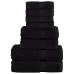 Set de prosoape premium SOLUND, 8 piese, negru, 600 g/m² GartenMobel Dekor