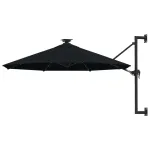 Umbrelă de soare montată pe perete cu LED-uri, negru, 300 cm GartenMobel Dekor