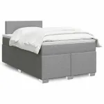 Pat box spring cu saltea, gri deschis, 120x190 cm, textil GartenMobel Dekor