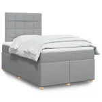 Pat box spring cu saltea, gri deschis, 120x190 cm, textil GartenMobel Dekor