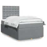 Pat box spring cu saltea, gri deschis, 120x190 cm, textil GartenMobel Dekor