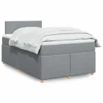 Pat box spring cu saltea, gri deschis, 120x190 cm, textil GartenMobel Dekor