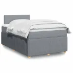 Pat box spring cu saltea, gri deschis, 120x190 cm, textil GartenMobel Dekor