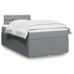 Pat box spring cu saltea, gri deschis, 120x190 cm, textil GartenMobel Dekor