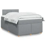 Pat box spring cu saltea, gri deschis, 120x190 cm, textil GartenMobel Dekor