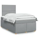 Pat box spring cu saltea, gri deschis, 120x190 cm, textil GartenMobel Dekor