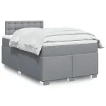 Pat box spring cu saltea, gri deschis, 120x190 cm, textil GartenMobel Dekor