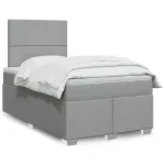Pat box spring cu saltea, gri deschis, 120x190 cm, textil GartenMobel Dekor