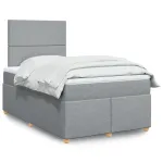 Pat box spring cu saltea, gri deschis, 120x190 cm, textil GartenMobel Dekor