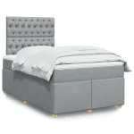 Pat box spring cu saltea, gri deschis, 120x190 cm, textil GartenMobel Dekor