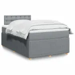 Pat box spring cu saltea, gri deschis, 120x190 cm, textil GartenMobel Dekor
