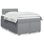 Pat box spring cu saltea, gri deschis, 120x190 cm, textil GartenMobel Dekor