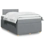 Pat box spring cu saltea, gri deschis, 120x190 cm, textil GartenMobel Dekor