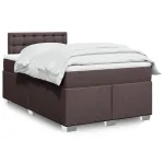Pat box spring cu saltea, maro închis, 120x190 cm, textil GartenMobel Dekor