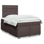 Pat box spring cu saltea, maro închis, 120x190 cm, textil GartenMobel Dekor