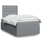 Pat box spring cu saltea, gri deschis, 120x190 cm, textil GartenMobel Dekor