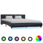 Cadru de pat cu LED, negru, 180 x 200 cm, piele ecologică  GartenMobel Dekor