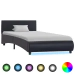 Cadru de pat cu LED, negru, 90 x 200 cm, piele ecologică  GartenMobel Dekor