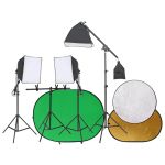 Kit studio foto cu set de lumini, ecran de fundal și reflector GartenMobel Dekor