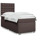 Pat box spring cu saltea, maro închis, 90x200 cm, textil GartenMobel Dekor