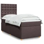 Pat box spring cu saltea, maro închis, 90x200 cm, textil GartenMobel Dekor