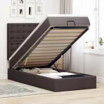 Pat otoman cu saltea țesătură maro închis 90x200 cm GartenMobel Dekor