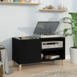 Dulap pentru discuri, negru, 84,5x38x48 cm, lemn prelucrat GartenMobel Dekor