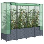 Strat înălțat cu husă de seră, aspect ratan, 160x40x138 cm GartenMobel Dekor