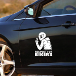Sticker autoadeziv pentru vehicule Off Road, model "Respect For Bikers", dimensiune 17 x 12 cm, culoare Alba FAVLine Selection