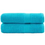 Prosoape de duș premium SOLUND 2 buc. turcoaz 70x140 cm 600 gsm GartenMobel Dekor