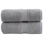 Prosoape mâini premium SOLUND 2 buc gri 30x30cm 600gsm GartenMobel Dekor