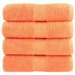 Prosoape mâini premium SOLUND 4 buc portocaliu 30x30cm 600 gsm GartenMobel Dekor