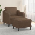 Fotoliu canapea cu taburet, maro, 60 cm, material textil GartenMobel Dekor